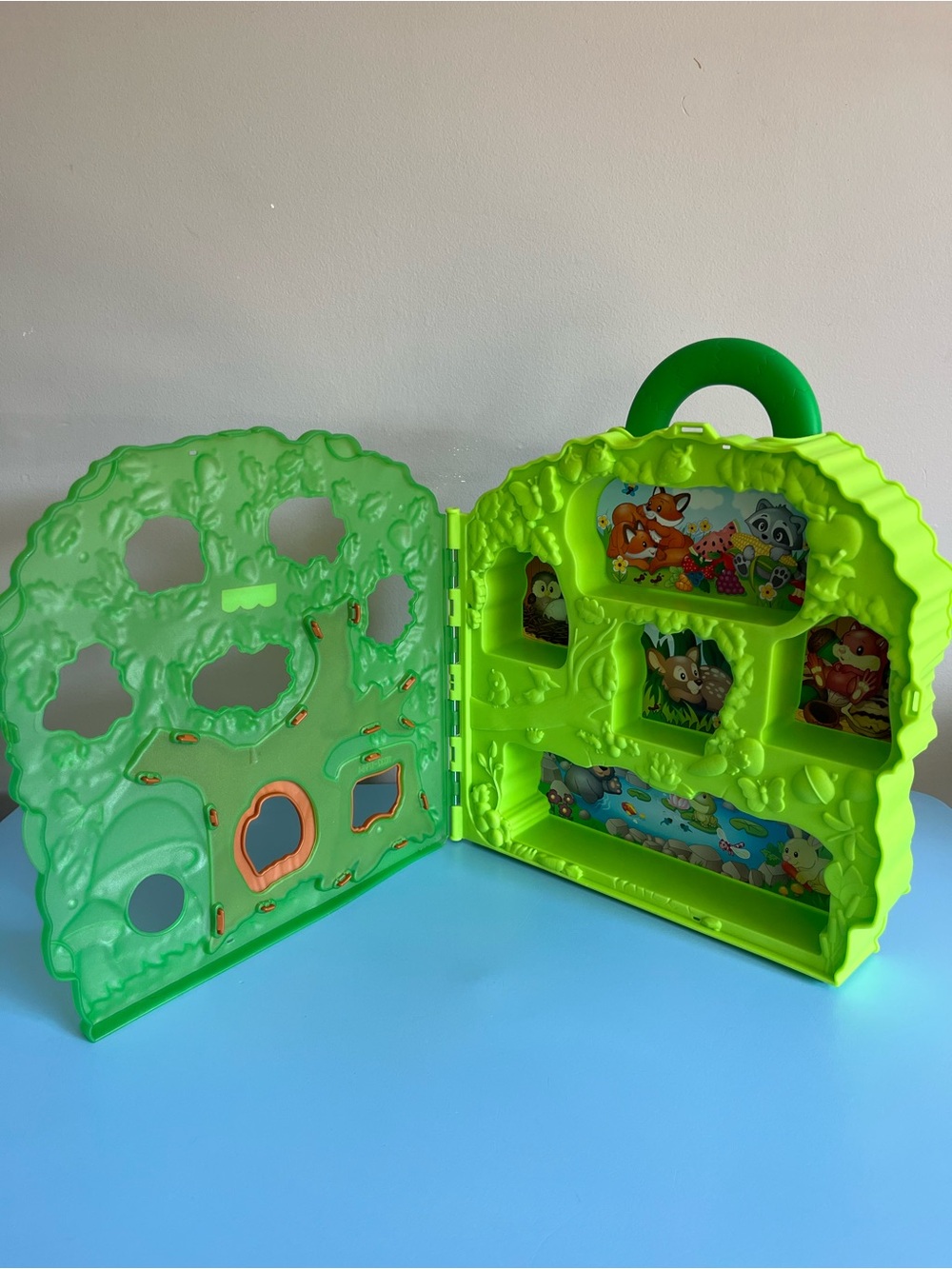 Fisher price Little People Bright Green Kids woodland animals Carry Case